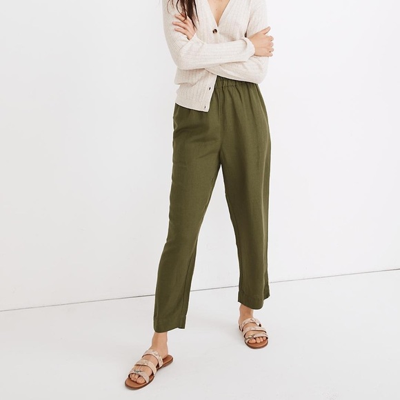Madewell Pants - Madewell Tapered Huston Pull-On Crop olive Pants